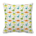 Cartoon dinosaur print cushion cover on white peach skin fabric for home decor - Colorful Dinosaur Cartoon (27)