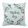 Peach skin pillowcase for Mother's Day with mint floral wreath and festive text - Mint Green Floral Wreath (27)