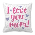 Square peach skin pillowcase featuring pink I love you mom text and purple hearts - 18x18 Inch / White Background Pink Hand-Written Purple Heart Style (29)