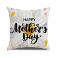 Square linen pillowcase with Happy Mother's Day floral print and colorful dots - Beige Large White Flower HAPPY Style (26)