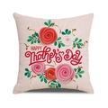 Linen Mother's Day pillow cover with red roses and Happy Mother's Day text - Abstract Roses (6)