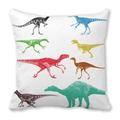 Square peach skin pillowcase with colorful cartoon dinosaur prints on white fabric - Red High Saturation Dinosaur (27)