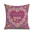 Purple linen pillowcase with daisy heart and I love you MOM text for Mothers Day - Dark Purple Background White Daisy Heart (26)