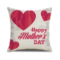 Linen Mother's Day pillow cover with red heart and Happy Mother's Day text design - Red Heart and Gray Polka Dot Style (4602431833167)