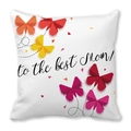 Square Mother's Day pillow case with colorful origami butterflies and Best Mom text - 18x18 Inch / Origami Art Butterfly Style (27)