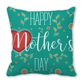 Teal Mother's Day peach skin pillowcase with red heart and floral leaf patterns - 18x18 Inch / Teal Heart Leaf Style (30)