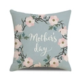 Linen Mother's Day cushion cover with pink floral wreath and blue background - Light Blue Base Pink Flower Ring (Style 29)