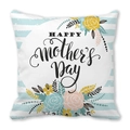 Happy Mother's Day throw pillow cover with blue stripes and floral rose design - 18x18 Inch / Blue and White Stripe Rose Floral Style (30)