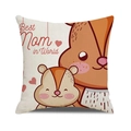 Linen Mother's Day pillow cover with squirrel print and Best Mom in World text - Squirrel Mom and Baby Style (26)