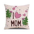 Linen Mother's Day pillow cover with I Love Mom text and pink heart floral print - I Love Mom Illustration (27)