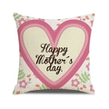 Linen Mother's Day pillow cover with pink heart and floral Happy Mother's Day design - Pink Heart Pastoral Floral Style (4602431833168)
