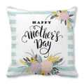 Federa in pelle di pesca per la Festa della Mamma con strisce blu e fiori Happy Mother's Day - Floreale a Strisce Acquerello Blu Chiaro (28)