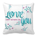 White peach skin pillowcase with pink floral LOVE you and Happy Mother's Day design - 18x18 Inch / Cyan Ribbon Typography Style (28)