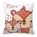 Quadratischer Kissenbezug mit Eichhörnchen und Love Mom Aufdruck zum Muttertag - Eekhoorn Eltern-Kind (30) / 45x45 cm