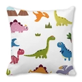 Cartoon dinosaur print cushion cover on peach skin fabric with white background - Assorted Cartoon Dinosaurs (29)