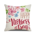 Linen Mother's Day cushion cover with floral print and Happy Mother's Day text - Watercolor Art Style Multi-color Flowers (Style 30)