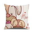 Linen pillowcase with cute mother and puppy illustration and Love Mom text print - Dog Mom and Puppy Style (27)