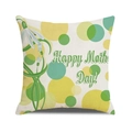 Linen Happy Mother's Day cushion cover with green polka dots and white flower design - Lily Polka Dots (28)