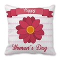 Peach skin pillowcase featuring pink flowers and Happy Women's Day lettering on white - 18x18 Inch / White Pink Flower Ribbon (33)