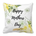 Square peach skin pillowcase featuring yellow sunflowers and Happy Mothers Day text - 18x18 Inch / Handwritten Sunflower Style (29)