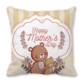 Happy Mother's Day Kissenbezug mit Cartoon-Bären und floralen Mustern in Beige - Muttertag Cartoon Braunbär (31) / 45x45 cm