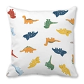 Square peach skin pillowcase featuring colorful hand-drawn cartoon dinosaurs on white base - Multicolor Cartoon Dinosaur (30)