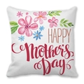 White peach skin pillowcase with watercolor flowers and Happy Mother's Day text - Pink and Blue Watercolor Floral (30)