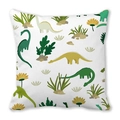 Cute cartoon dinosaur print throw pillow case in white peach skin fabric for kids room - Cute Landscape Dinosaur (30)