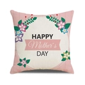 Linen Mother's Day pillowcase with Happy Mother's Day floral wreath print - Pink Green Warm Floral Happy Mothers Day (Style 32)