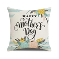 Linen Mother's Day pillow cover with Happy Mother's Day text and floral decoration - Beige Blue Striped Floral HAPPY Style (30)