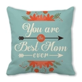 Light blue Mother's Day pillowcase with You are the Best Mom ever print and floral - 18x18 Inch / Blue Flower Arrow Style (33)