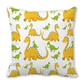 Cartoon dinosaur print peach skin pillowcase with yellow and green patterns - Dinosaur Chibi Cartoon (31)