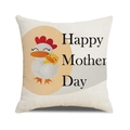 Linen Mother's Day pillow cover with cartoon chicken and Happy Mother Day text - Cartoon Chicken Family (30)