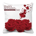 White Mother's Day pillowcase featuring red roses and I Love You Mom text - 18x18 Inch / White Red Rose Cluster (35)