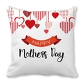 Peach skin pillowcase featuring red hanging hearts and HAPPY Mother's Day text - 18x18 Inch / Multiple Texture Heart Ornaments Style (31)