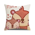 Linen Mother's Day pillowcase with cute squirrels and Mom text on white background - Squirrel Mom Style (30)