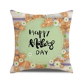 Linen Mother's Day pillowcase with orange daisies and Happy Mother's Day text - Colorful Daisy Floral HAPPY Style (31)