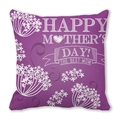 Purple square peach skin pillowcase with Happy Mother's Day floral print design - 18x18 Inch / Purple Ribbon Floral Style (34)