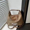 Bolso tote vintage marrón con patrones impresos y correa ajustable para mujer - Marrón