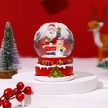 Detailed Christmas snow globe with Santa and snowman on red Merry Christmas base - Style 1 / Medium With Light
