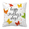 Peach skin pillowcase featuring colorful origami butterflies and Happy Mother's Day text - 18x18 Inch / White Background Colorful Origami Butterfly Style (34)