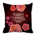 Square peach skin pillowcase with red roses and Happy Mother's Day artistic lettering - 18x18 Inch / Dark Red Gradient Red Rose (36)