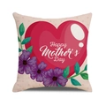 Linen Mother's Day pillowcase with red heart, purple flowers and Happy Mother's Day print - Red Heart and Purple Flowers Style (4602431833173)
