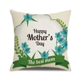Linen Mother's Day cushion cover with blue floral wreath and Best Mom slogan - Blue Floral Ribbon The Best Mom (Style 34)