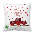 Housse de coussin carrée en peau de pêche avec chouettes rouges et illustration - 45x45 cm / Style Chouette Rouge (33)