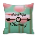 Square peach skin pillowcase with I Love You Mommy text and floral arrow design - 18x18 Inch / White Ground Pink Heart Arrow Style (35)