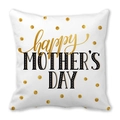 Peach skin square pillow case with golden polka dots and Happy Mother's Day print - 18x18 Inch / White Background Gold Polka Dot Artistic Text Style (35)