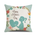 Linen Mother's Day pillowcase with Happy Mother's Day text and floral female silhouette - Female Silhouette Heart Wreath (Style 35)