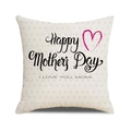 Fodera per cuscino in lino Festa della Mamma con pois rosa e scritta I Love You Mom - Stile Scritto A Mano Pois Rosa (30)