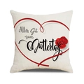 Linen Mother's Day pillow cover with red rose, heart and German holiday text - German Blessing Red Rose Style (33)